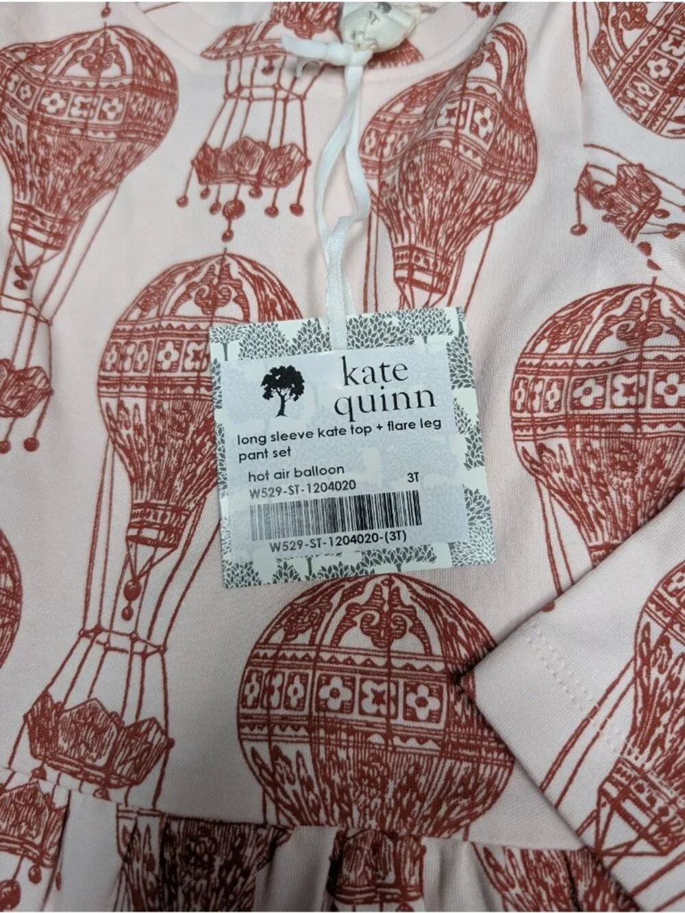 Kate Quinn Organic Cotton Hot Air Balloons Outfit 3T Kate Top Flare Pants Set
